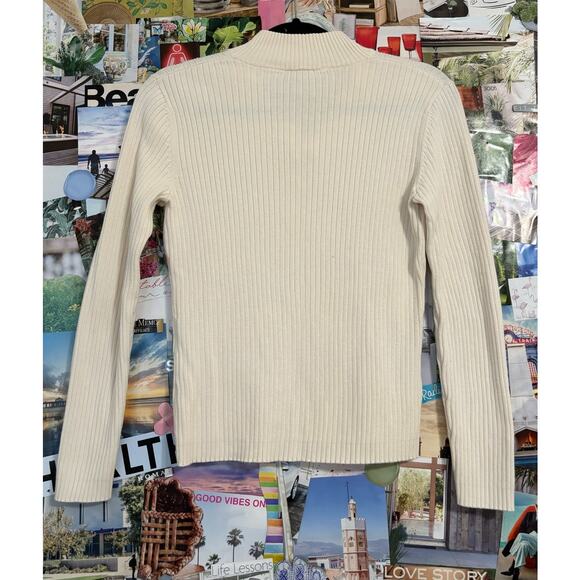 Cream Vintage High Sierra Ribbed Long Sleeve Shirt M - Picture 4 of 5